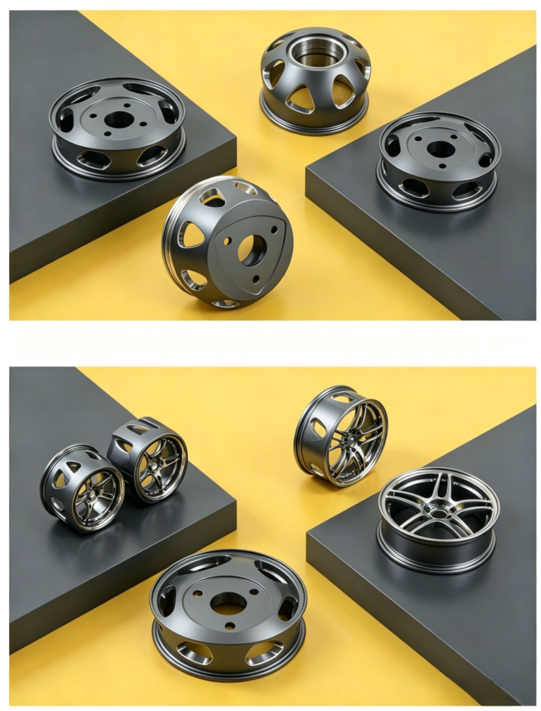 Matte black anodized wheel cap designed for performance automotive applications