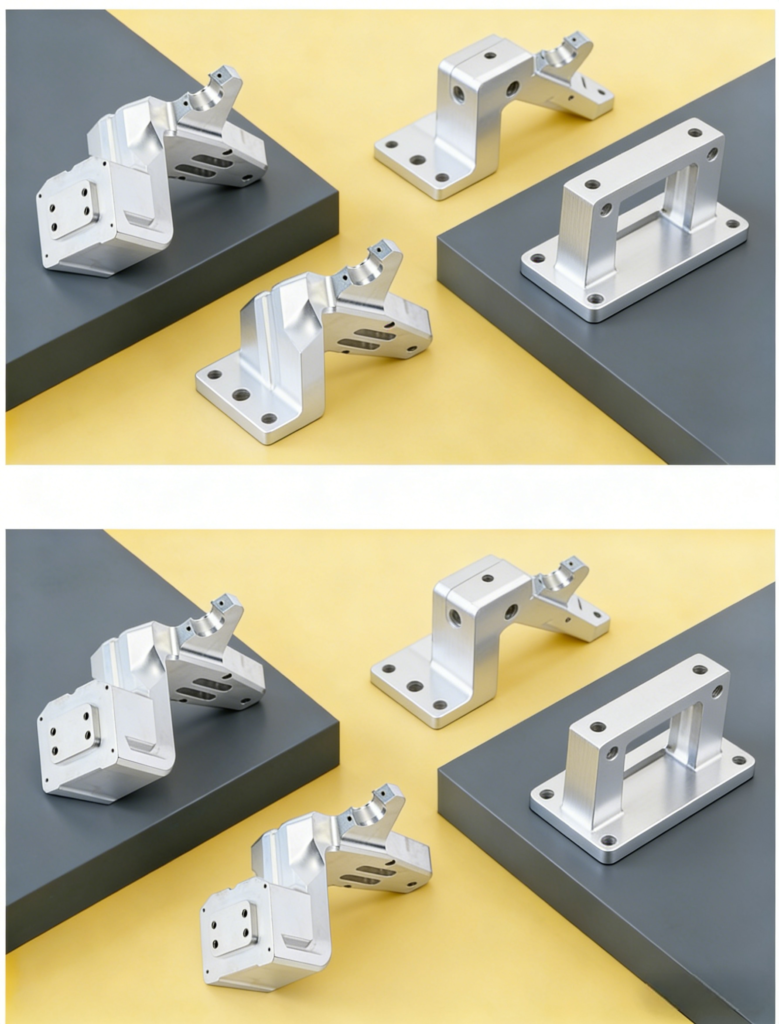 CNC machined aluminum mounting bracket for camera with anodized finish and precision hole alignment