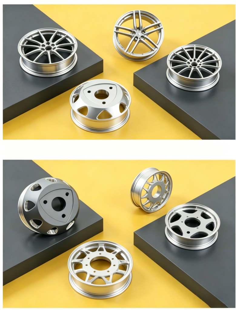 OEM aluminum wheel hub cap installed on electric vehicle wheel system