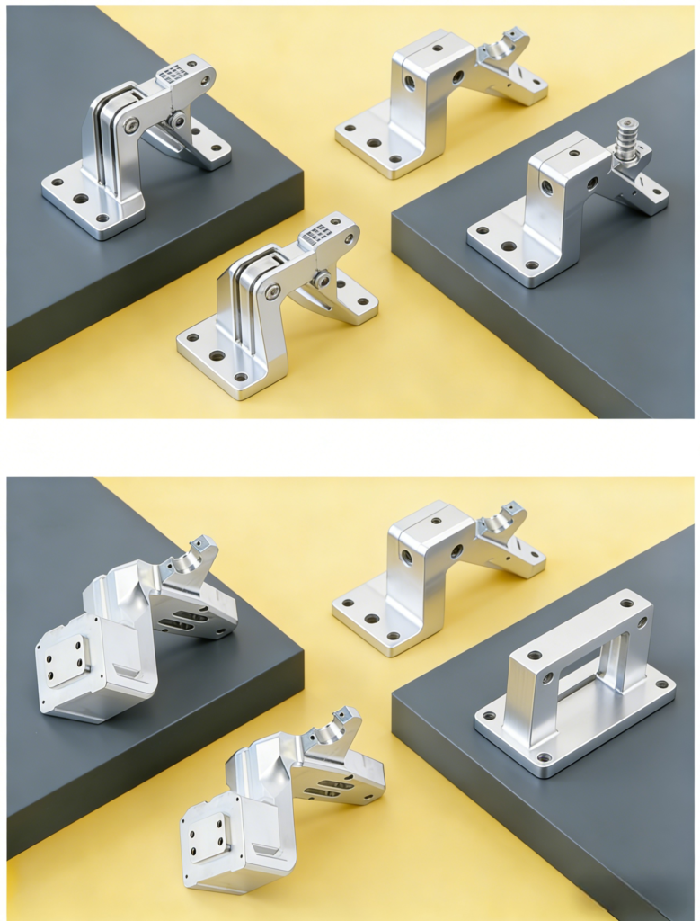 CNC machined aluminum mounting bracket for camera with anodized finish and precision hole alignment