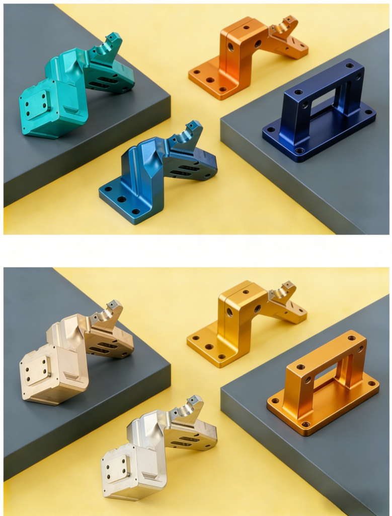 CNC machined aluminum mounting bracket for camera with anodized finish and precision hole alignment