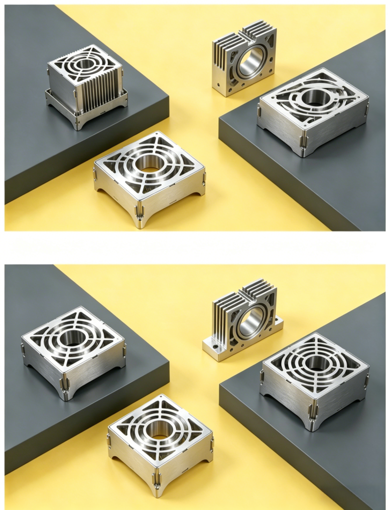 CNC machined aluminum heat sink enclosure with cooling fins