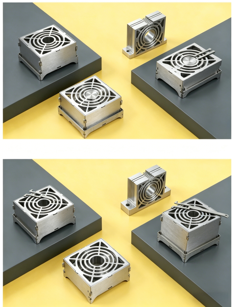 CNC machined aluminum heat sink enclosure with cooling fins