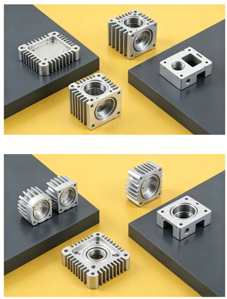 Aluminum enclosure with integrated heat sink fins for industrial electronics thermal management