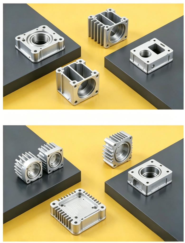 Aluminum enclosure with integrated heat sink fins for industrial electronics thermal management