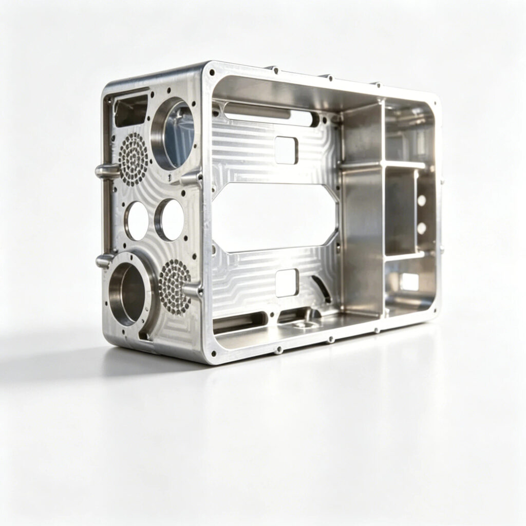 Precision CNC machined enclosure showing tight tolerance structure